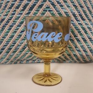 Rare Vtg Peace ✌️ Love 🩵Goblet with Blue Peace Design